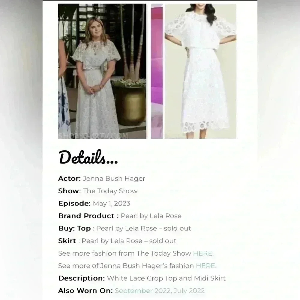 Pearl by Lela Rose White Embroidered Skirt Size 16